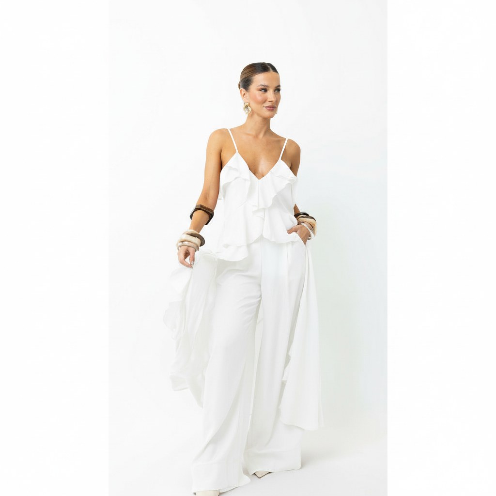 Conjunto 2 Pecas Bata Longa Boho Chic com alças reguláveis tendencia 2026