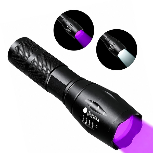 LANTERNA 2 EM 1 LUZ UV E LUZ BRANCA RECARREGAVEL