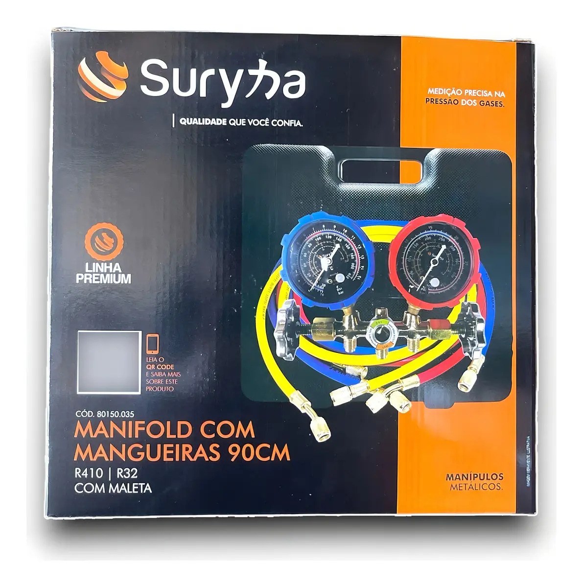 Kit Manifold Suryha e 3 Mangueiras 90cm C/Maleta