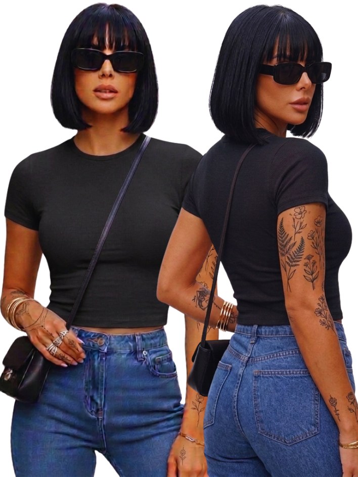 Cropped Feminino Basico Soltinho Confortável Academia Moda