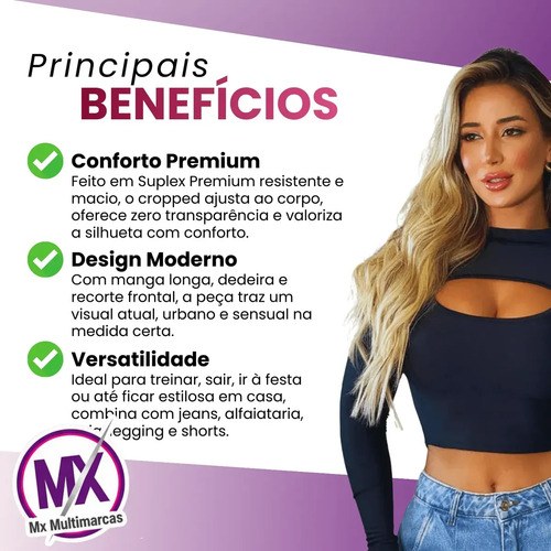 Cropped Feminino Mangalonga Dedeira Gola Alta Suplex Premium