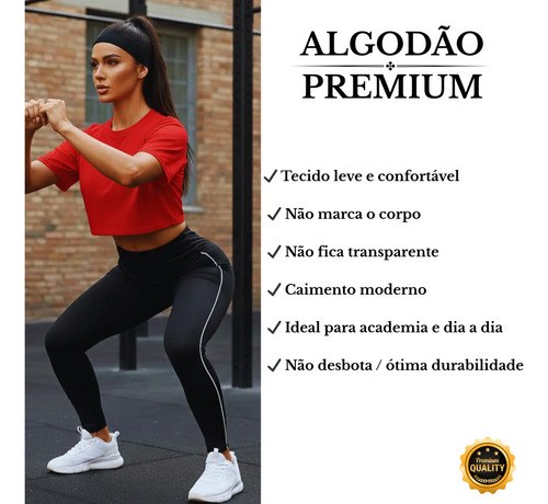 Kit 3 Camiseta Curta Basica Feminina Fitness Algodão Premium