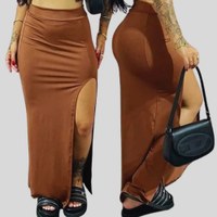 Kit Saia Longa Fenda Cropped Elegante Gringa Suplex Premium