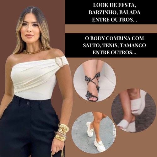 Body Feminino Modelador Elegante Uma Alça Suplex Premium
