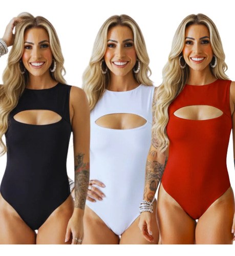 Kit 3 Body Feminino Básico Modelador Polimicro Confortável