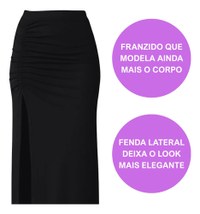 Conjunto Feminino Saia Longa Fenda Cropped Alça Suplex Luxo