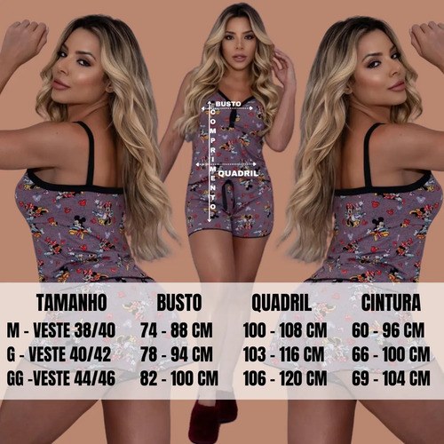Pijama Baby Doll Short Feminino Modelador Moda Premium Luxo