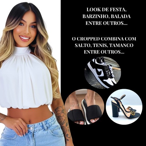 Cropped Balonê Feminino Soltinho Confortável Estiloso Marrom