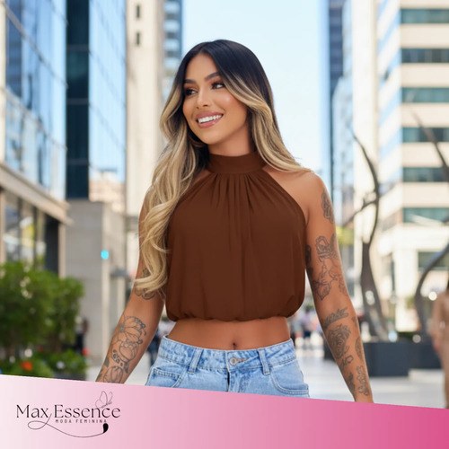 Cropped Balonê Suplex Premium Elegância Conforto Uma Peça
