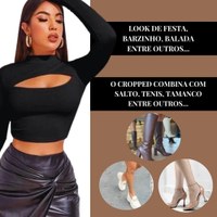Cropped Manga Longa Vazado Com Dedeira Gringa Suplex Premium