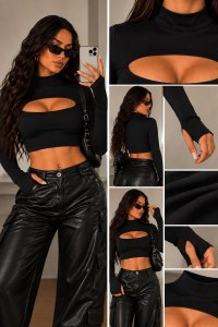 Cropped Feminino Manga Longa Forrado C/ Dedeira Elegante