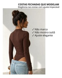 Body Feminino Basico Manga Longa Gola Quadrada Segunda Pele
