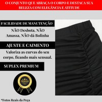 Kit Saia Longa Fenda Cropped Elegante Gringa Suplex Premium