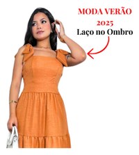 Vestido Longo 3maria Linho Lacinho No Ombro Linha Premium