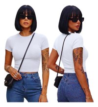 Kit 3 Cropped Blusa Básica Manga Curta Oversized Tshirt Lisa