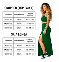 Conjunto Feminino Cropped Saia Longa Fenda Lateral Elegante
