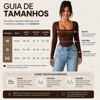 Body Feminino Basico Manga Longa Gola Quadrada Segunda Pele