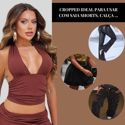 Cropped Feminino Multiforma Elegante Moda Gringa Suplex Luxo