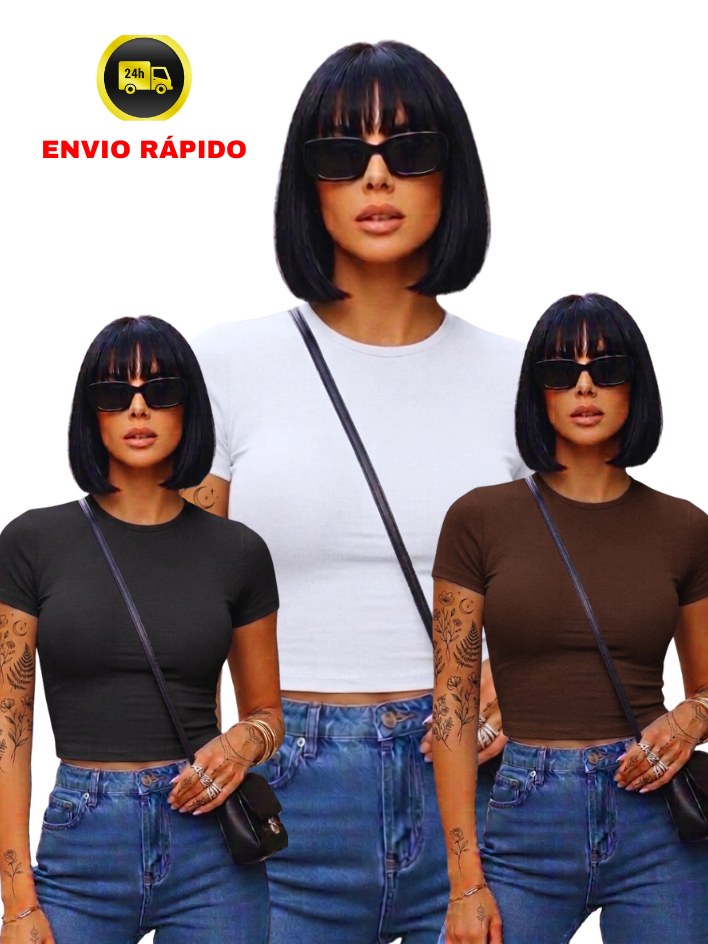 Kit 3 Croppeds Femininos Algodão Premium Básico Elegante