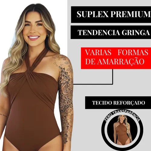 Body Feminino Multiformas Elegante Modelador Suplex Power