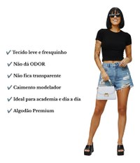 Cropped Baby Tee Feminina Blusa Básica Algodão Manga Curta