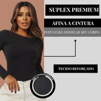 Body Feminino Modelador Manga Longa Costa Nua Moda Premium