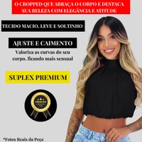 Cropped Balonê Feminino Soltinho Confortável Estiloso Marrom