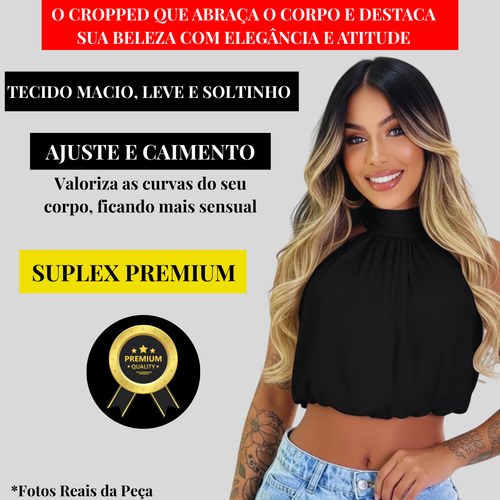 Cropped Balonê Feminino Soltinho Confortável Estiloso Marrom