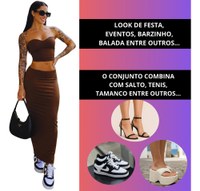 Conjunto Saia Longa Modeladora Gringa+ Top Faixa Suplex Luxo