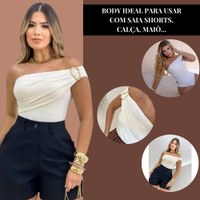 Body Feminino Modelador Elegante Uma Alça Suplex Premium