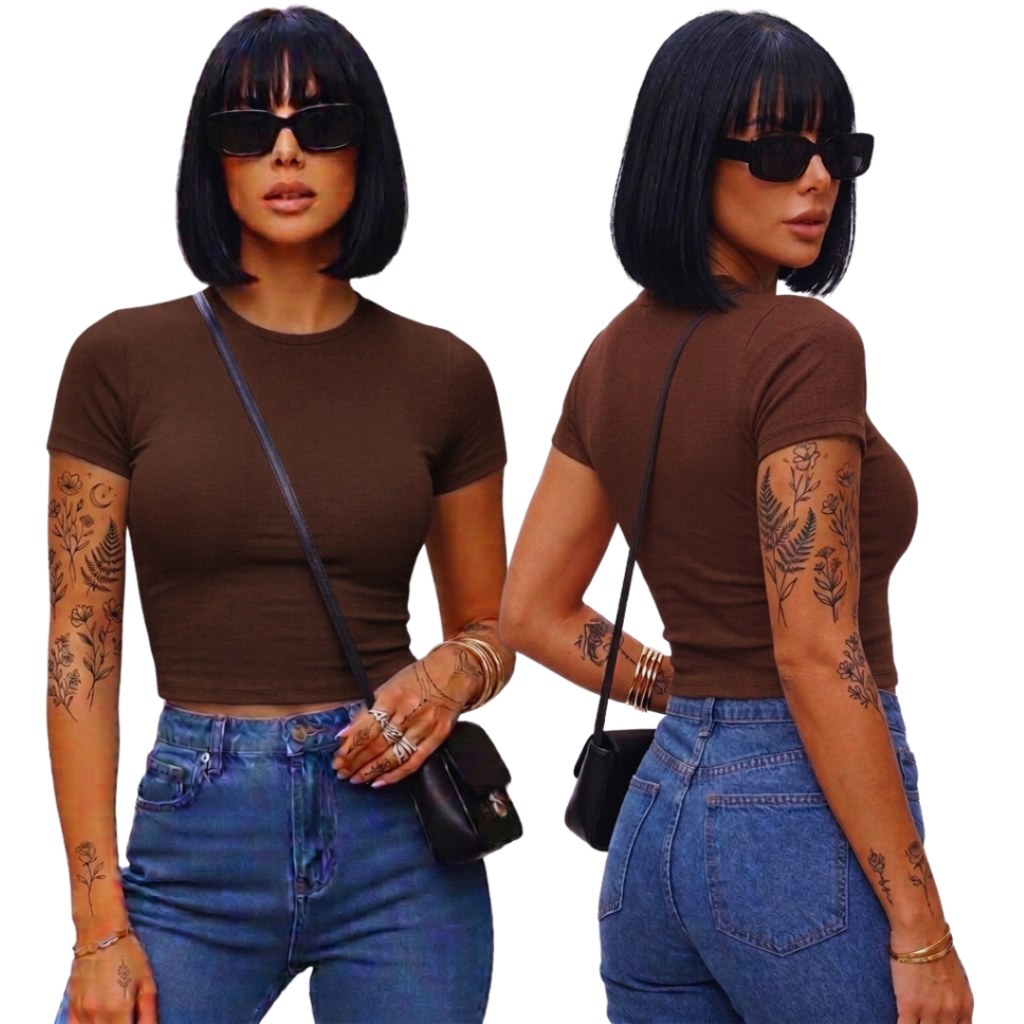 Cropped Feminino Basico Soltinho Confortavel Tendencia Academia