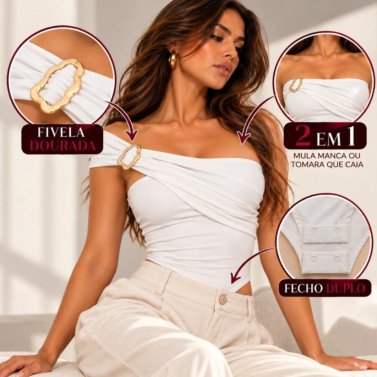 Body/maiô Ombro Único Modelador Afina Cintura Premium 1 Alça