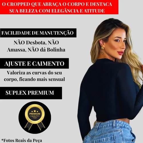 Cropped Feminino Mangalonga Dedeira Gola Alta Suplex Premium