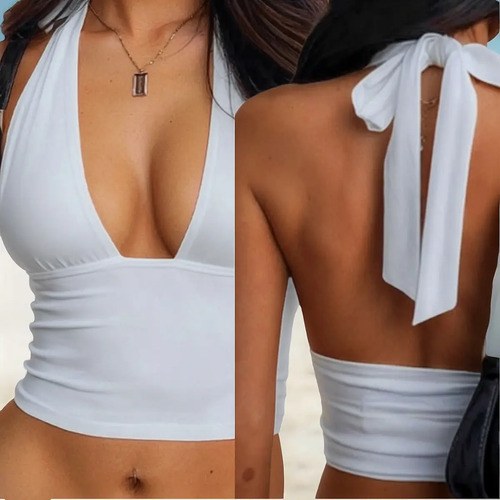 Cropped Feminino Multiforma Elegante Moda Gringa Suplex Luxo