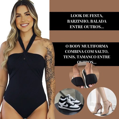 Body Feminino Multiformas Elegante Modelador Suplex Power