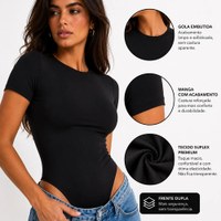 Body Feminino Manga Curta Modelador Elegante Suplex Premium
