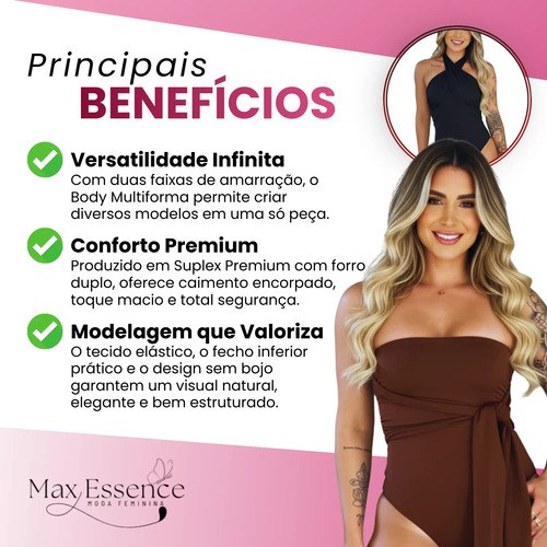 Body Multiforma Amarração Costa Nua Gringa Elegante Suplex