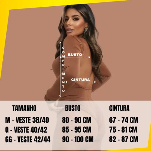 Body Feminino Modelador Manga Longa Costa Nua Moda Premium