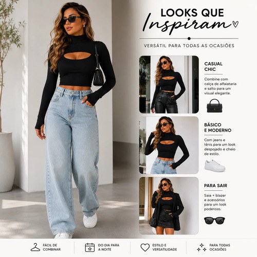Cropped Feminino Mangalonga Dedeira Gola Alta Suplex Premium
