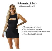 Kit 3 Body Feminino Basico Elegante Modelador Polimicro
