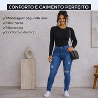 Body Feminino Manga Longa Segunda Pele Elegante Premium