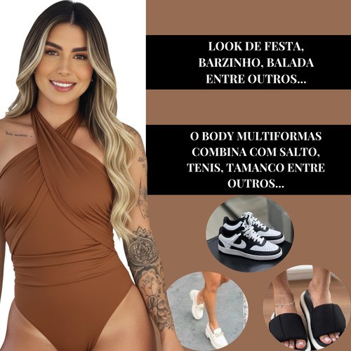 Body Feminino Multiformas Elegante Modelador Suplex Power
