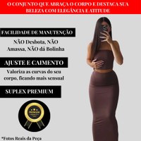Conjunto Feminino Saia Longa Cropped Elegante Suplex Premium