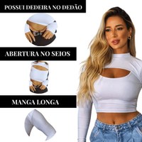 Cropped Manga Longa Vazado Com Dedeira Gringa Suplex Premium