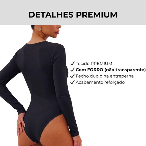 Body Feminino Basico Manga Longa Inverno Suplex Premium