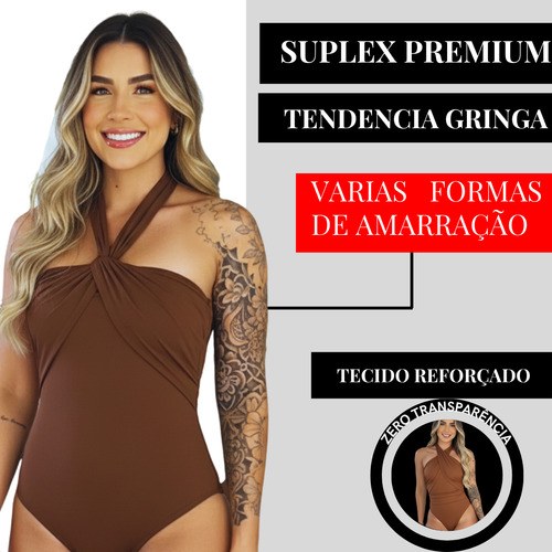Body Feminino Varias Formas Basico Elegante Suplex Power