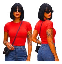 Kit 3 Cropped Blusa Básica Manga Curta Oversized Tshirt Lisa