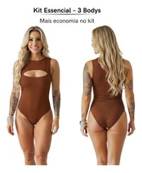 3 Body Feminino Basico Elegante Luxo Decote Suplex Premium