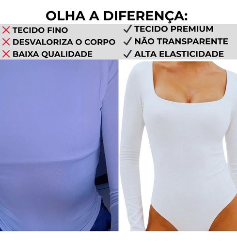 Body Manga Longa Gola Quadrada Suplex Premium