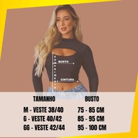 Cropped Gringa Gola Alta Manga Longa Blusinha Dedeira Luxo